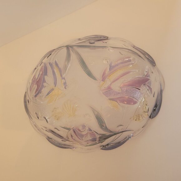 Mikasa Savoir Vivre Hand-Painted Clear Glass Bowl With Scalloped Edges & Floral - Picture 6 of 10